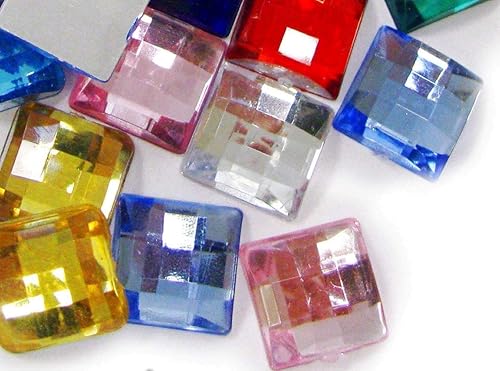 Miniatura 6 de Linpeng 30 piezas de diamantes de imitación acrílicos con parte trasera plana facetados, cabujón cuadrado facetado, 0.472 in, surtido de 0.472 x