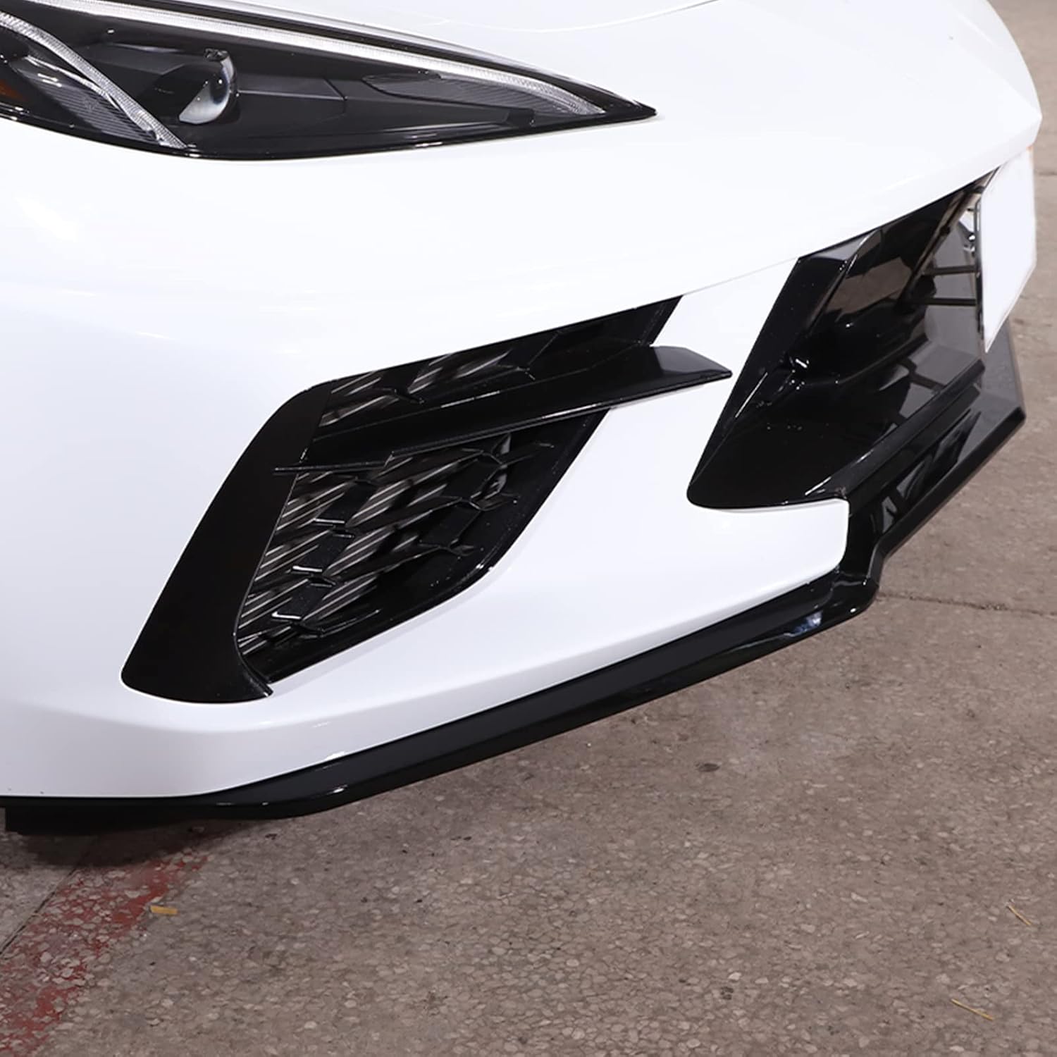 Front Bumper Lip Chin Spoiler Splitter Diffuser Guard Wing Protector Trim Car Body Kit Compatible with Chevrolet Corvette C8 Z51 2020-2023, ABS Plastic Carbon Fiber Pattern C8 Accessories