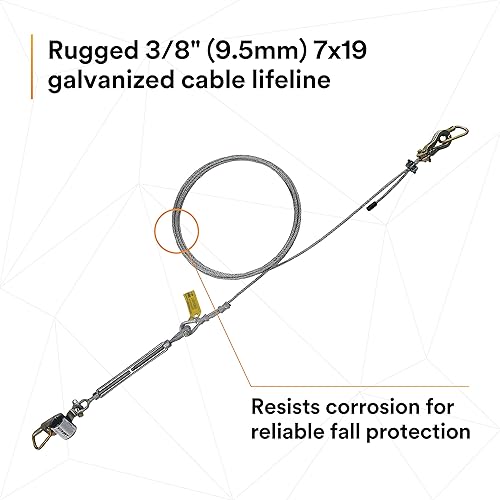 Miniatura 5 de 3M DBI-SALA Secura Span 7400420 Sistema horizontal, cable galvanizado de 20 pies, para vigas en I, se adapta a bridas de haz en I de 6 en 12