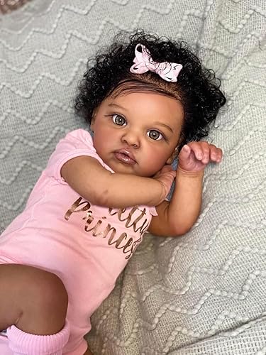 Miniatura 2 de Reborn Baby Dolls Black Girl - Muñeca recién nacida de 20 pulgadas, muñecas afroamericanas que se ven reales con cuerpo de tela suave, muñecas