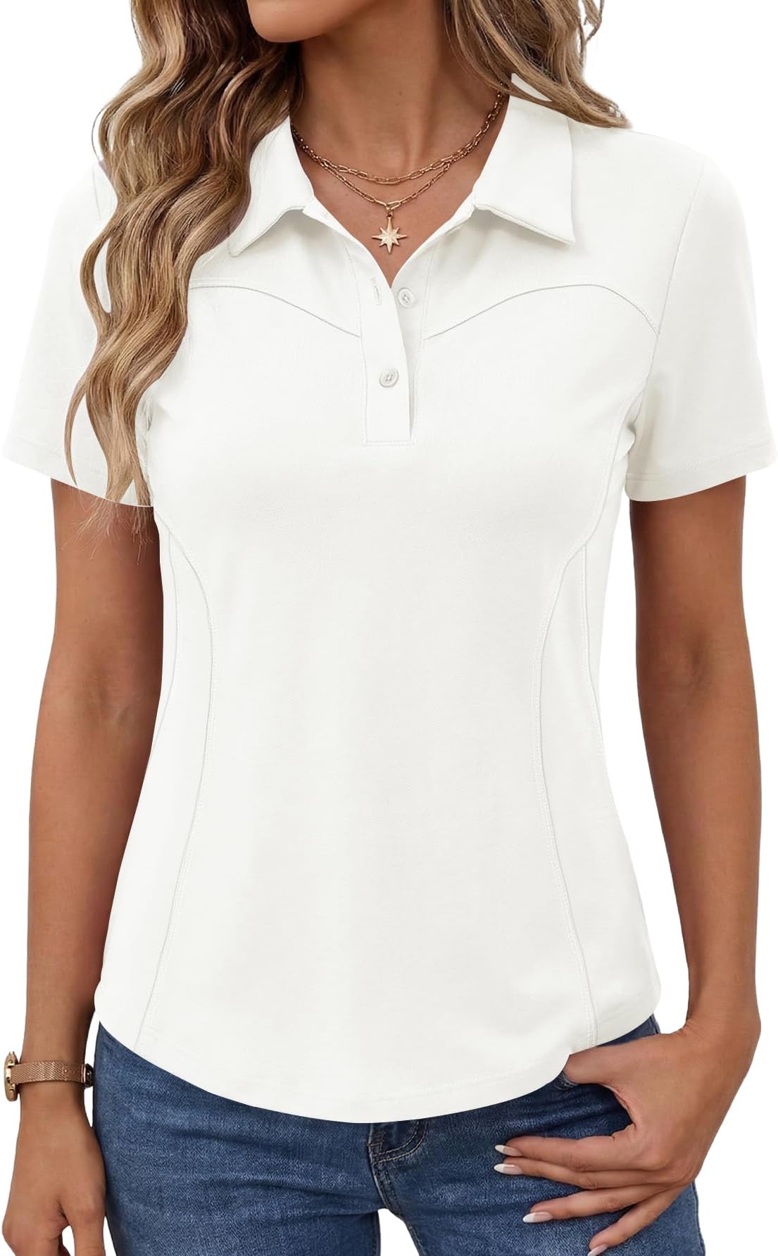 Women's Golf Polo Shirts Short Sleeve Cotton Collared Lightweight Moisture Wicking T-Shirt Summer Work Casual Tennis Tops 3 Buttons 2025