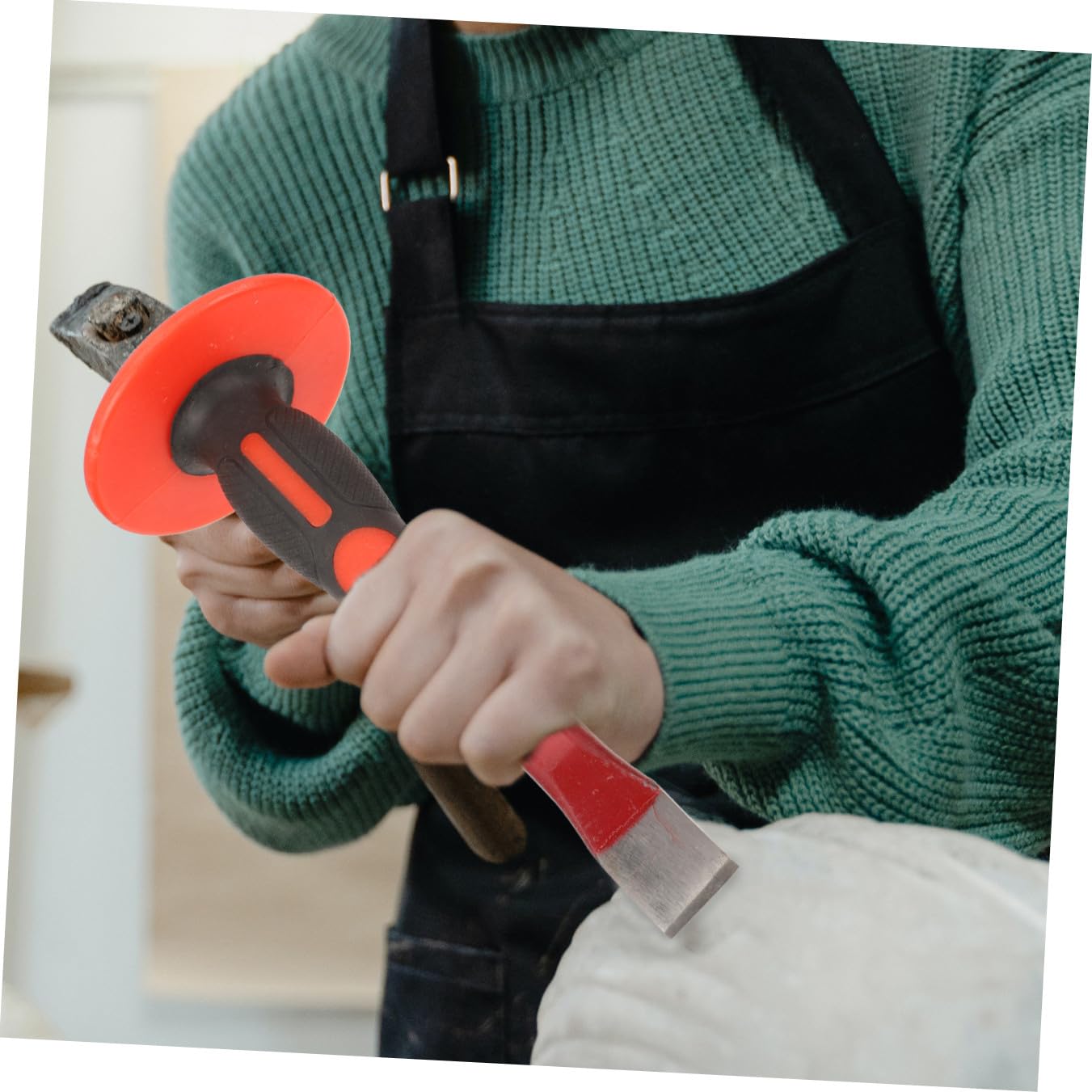 ULTECHNOVO Set di Scalpelli per Muratura 2 Pezzi Impugnatura Confortevole in Acciaio Cromo-vanadio Rosso, Scalpello Pesante per Demolizione e Intaglio in Metallo e Cemento