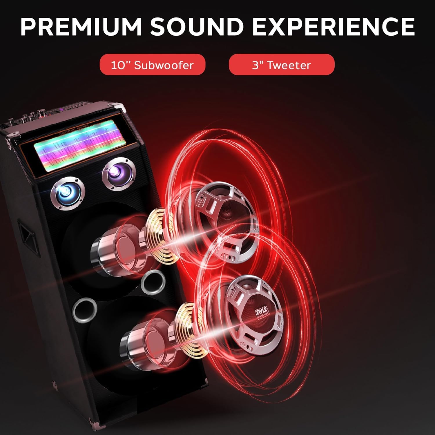 Pyle Nero altoparlante universale da pavimento a 2 vie da 1000 W con connessione Bluetooth e RCA