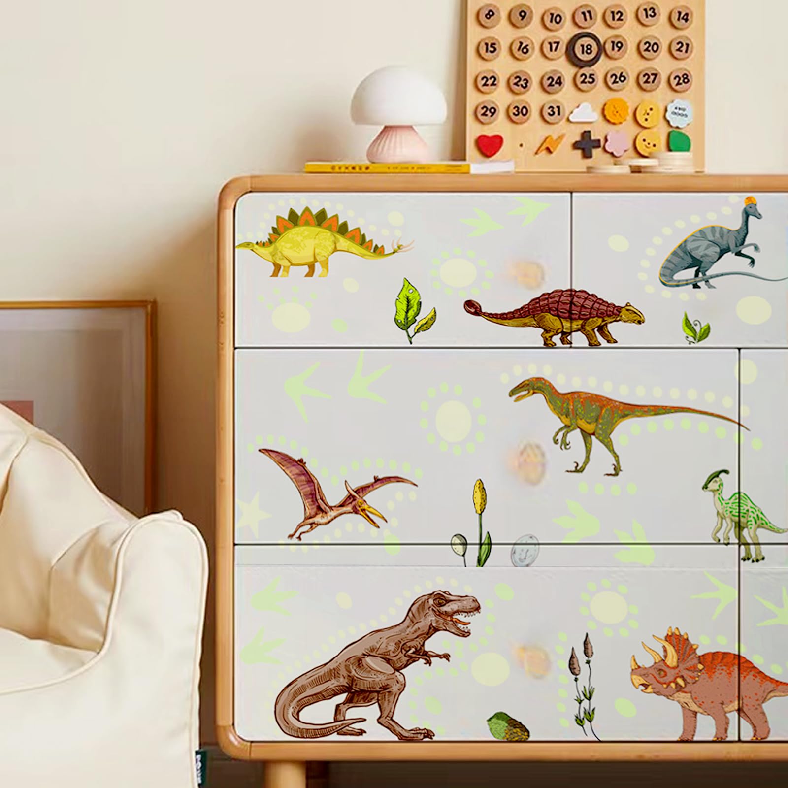 SNAIL GARDEN 688PCS Glow in The Dark Dinosaur Stickers, Luminous Wall Decors for Kids Bedroom Nursery Living Room Decor (Green Light) - Image 4
