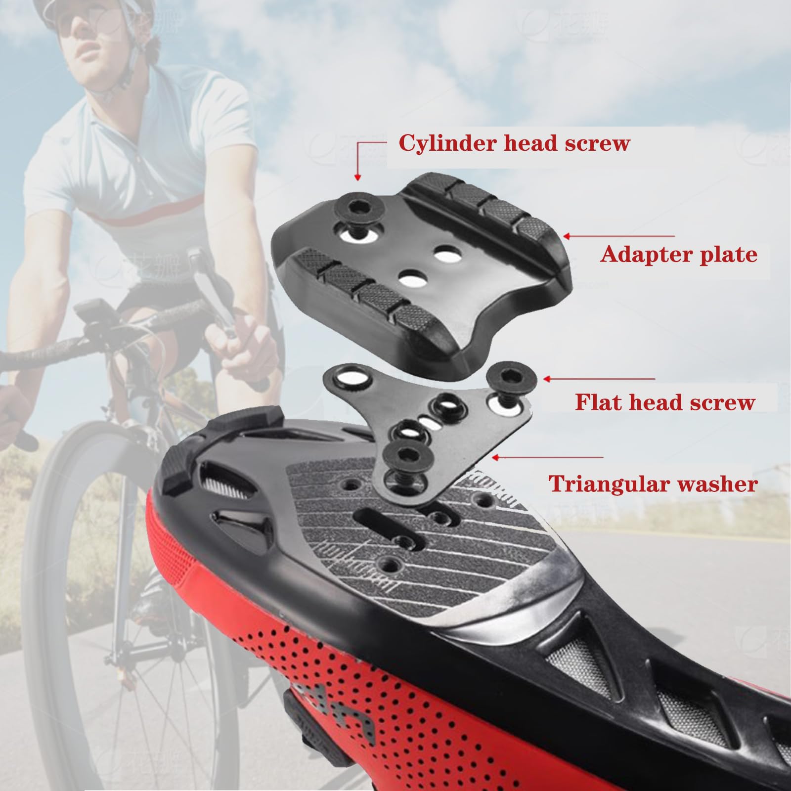 Fahrrad Schuh Cleats für Rennrad,MTB Pedale 3 Loch Platten,Kompatibel mit Shimano SPD Plattenadapter,Metall Fahrradpedaladapter Pedal Plate,Fahrrad Schuh Cleats für Rennrad,Stollen Konverter Sport & Freizeit