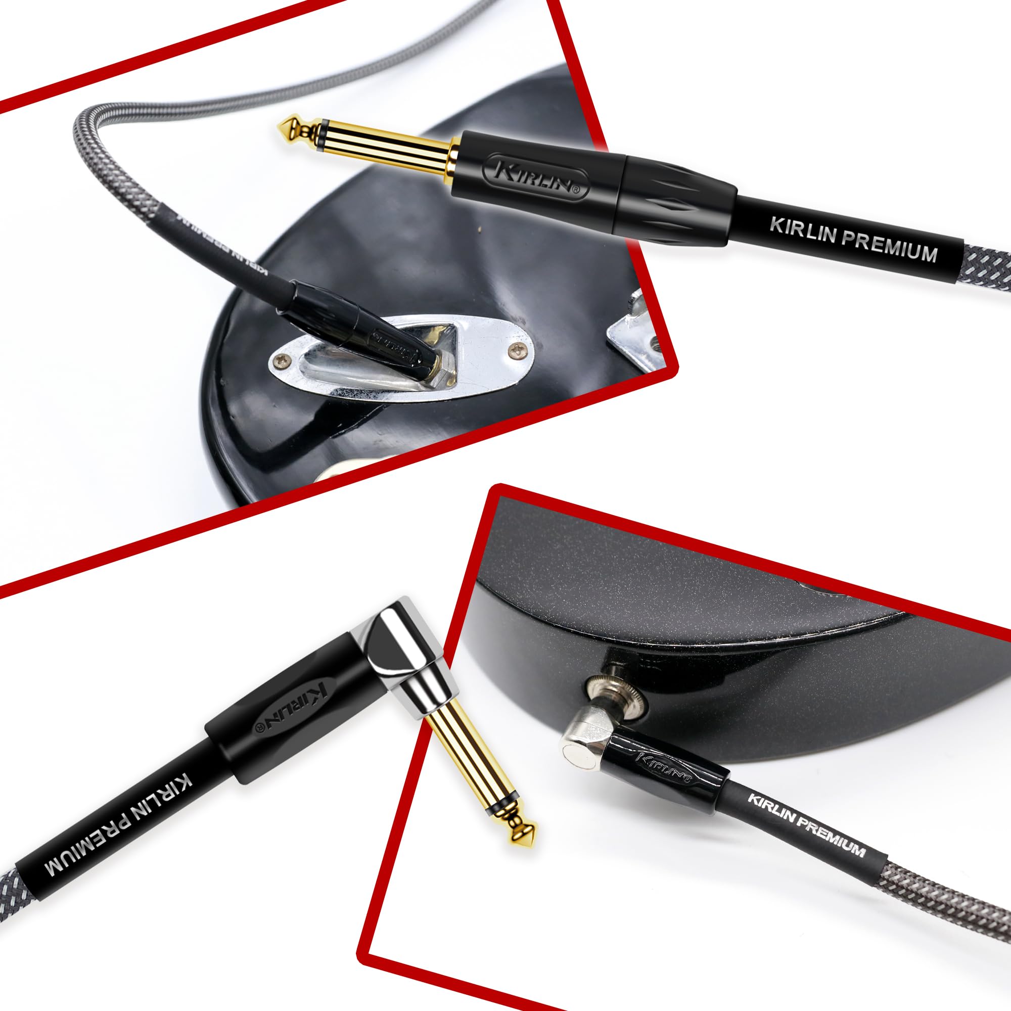 Kirlin Cable IWB-202BFGL-20/CA 6 m Premium Plus Instrumentenkabel, Carbon-Grau gewebte Ummantelung