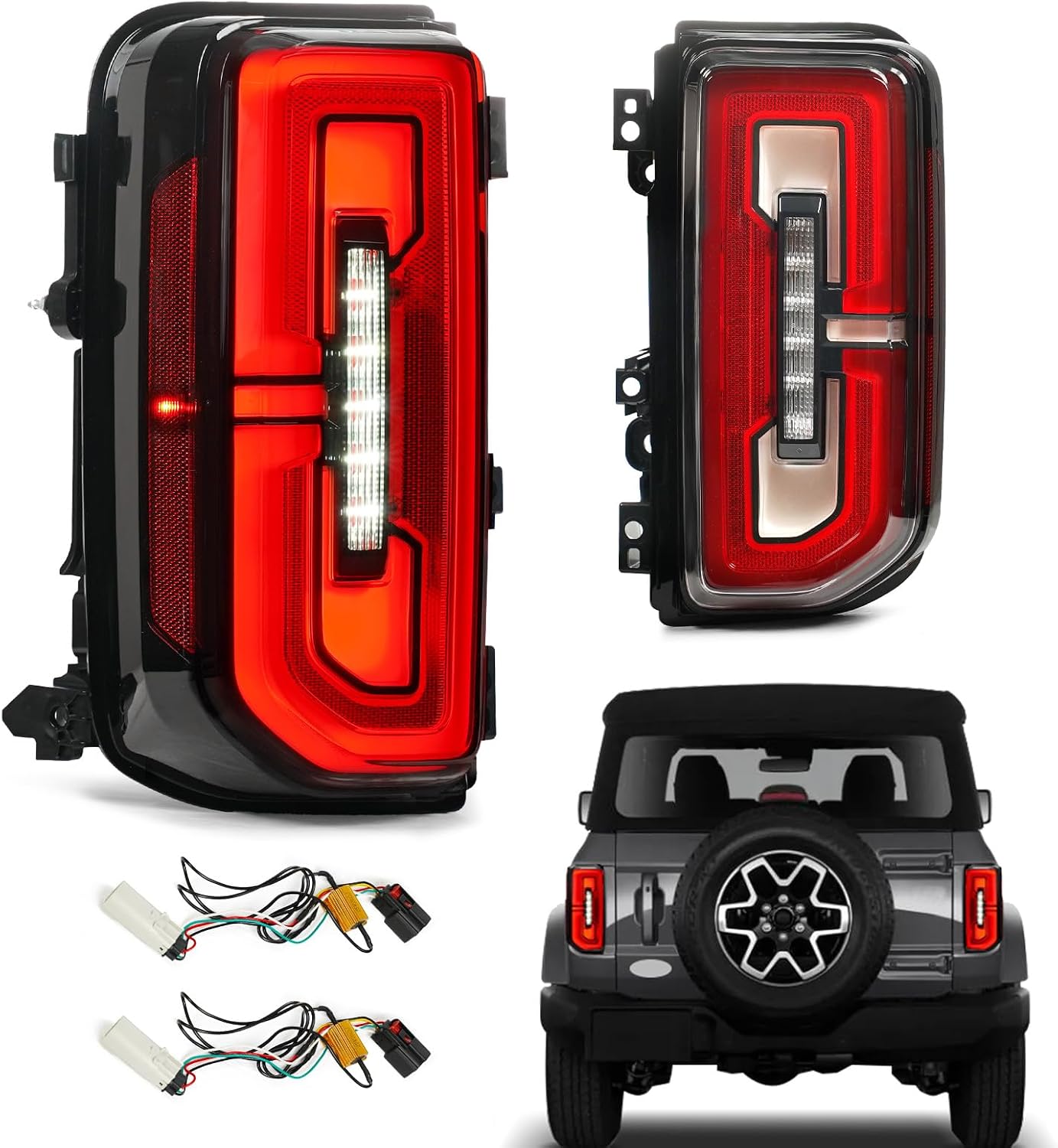 Tail lights Compatible with 2021-2025 Ford Bronco Rear Lights Assemblies OE Factory Style LED Model Taillights Replace M2DZ13405B (Bronco, Left Driver Side)