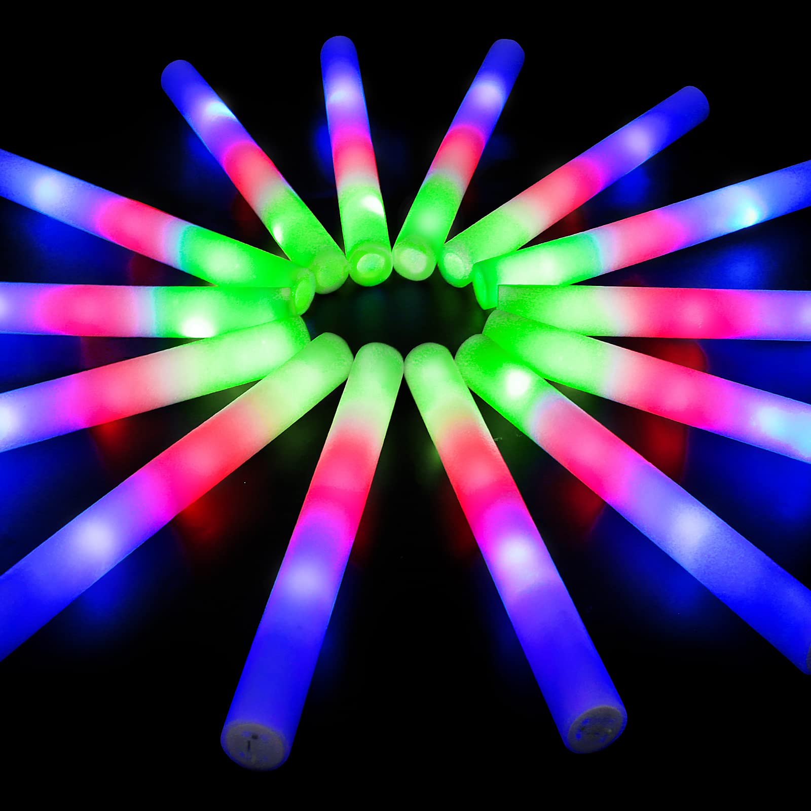 Honlyne205 Pcs Foam Glow Sticks, Bulk Glow Sticks With 3 Modes Colorful Flashing, Led Light Stick, Glow In Dark Party Supplies F