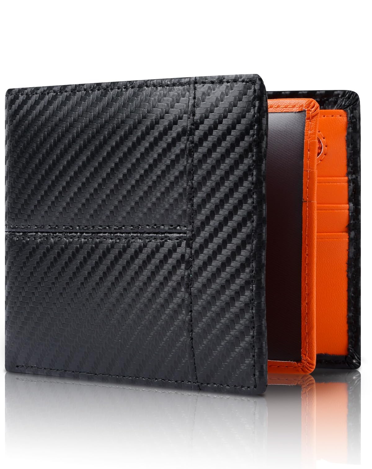 Swallowmall Leather Wallet for Mens Genuine Leather RFID Blocking Bifold Wallets with 1 ID Windows 15 Card Slots