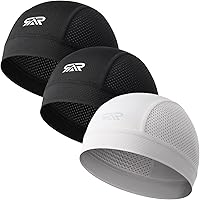 THINDUST 3-Pack Breathable Mesh Skull Caps - Lightweight Quick-Dry Helmet Liners for Cycling, Sports, Men Women