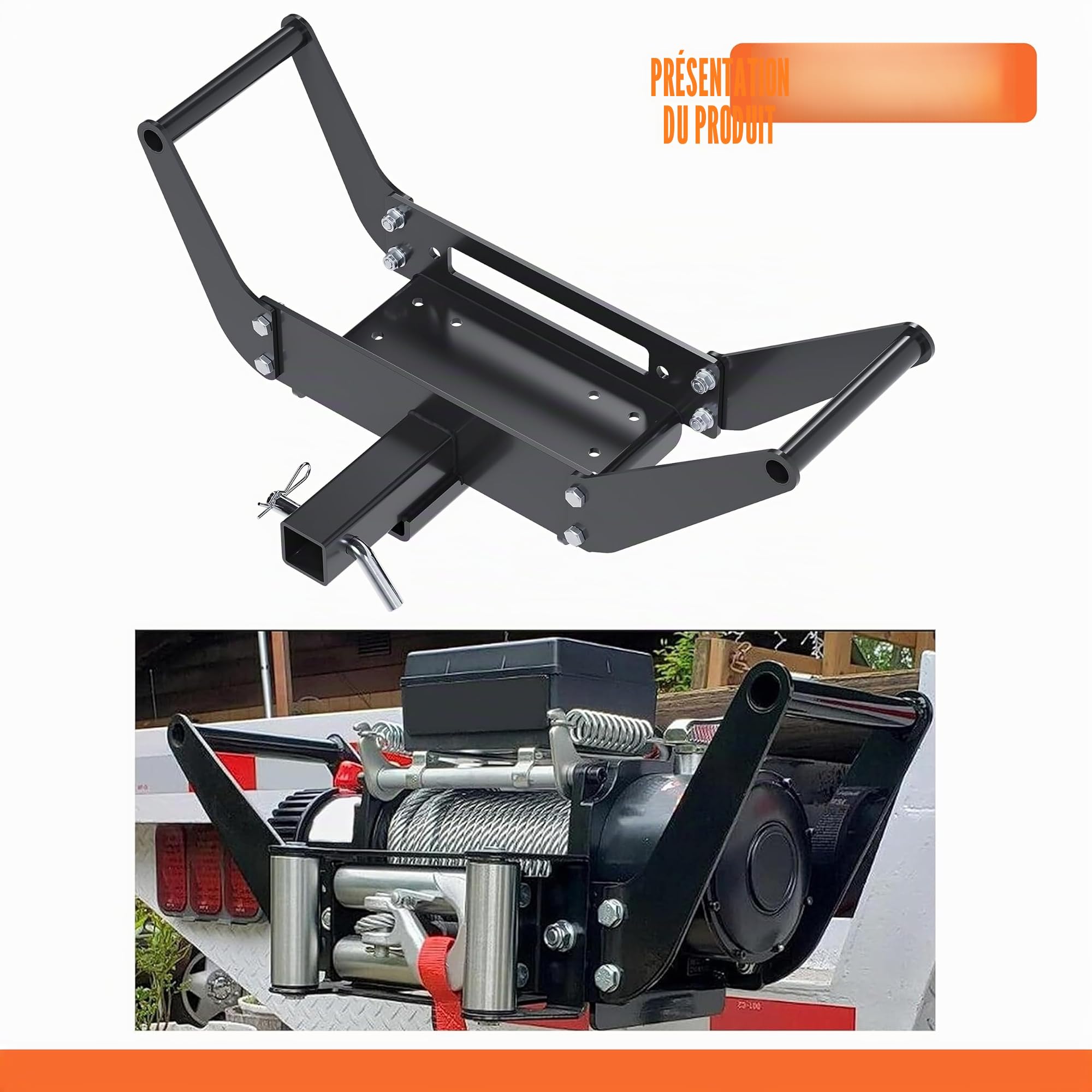 ECOTRIC 10x 4 1/2 Cradle Winch Mount Mounting Plate 8000-13,000 LB Capacity Winch Mounting Hitch Receiver Recovery Winches Foldable