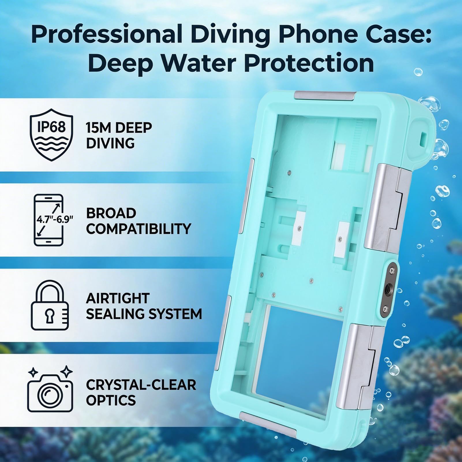 Sxhlseller Funda Universal para Teléfono de Buceo para S25 S24 S23 Ultra, Funda Impermeable Subacuática de 15 M IP68, para Teléfono de Snorkel para Fotos y Vídeos con Obturador de Volumen, (Azul y