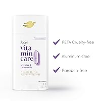 Vista 5 de Dove VitaminCare+ Desodorante en barra sin aluminio para protección de olores 72H Desodorante transpirable lavanda y manzanilla para mujeres, 2.6