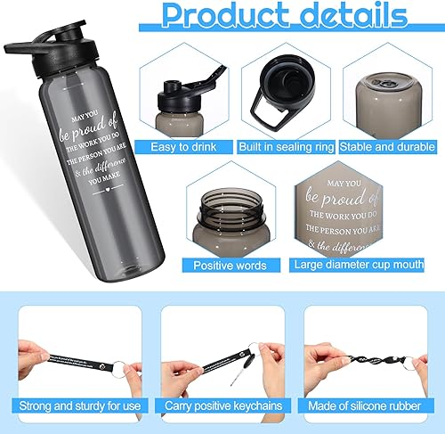 Miniatura 4 de Lallisa 24 piezas de regalos de agradecimiento para empleados, 12 botellas de agua de plástico de 24 onzas a granel y 12 letreros de agradecimiento