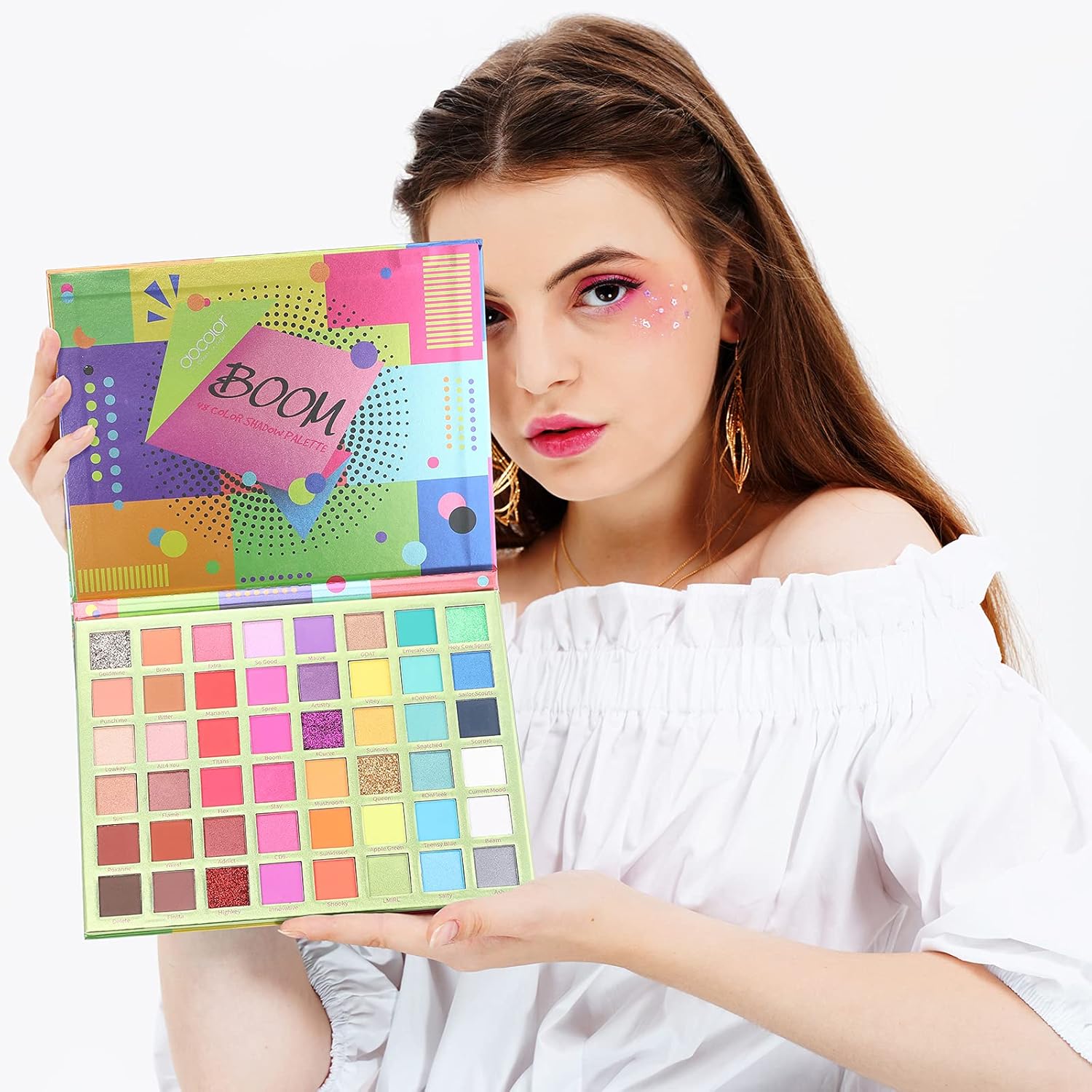 docolor Eyeshadow Palette 48Colors Boom Eye Shadow Palette Highly Pigmented Mattes Glitter Shimmers Neutral Smokey Cream Powder Blendable Long Lasting Waterproof Colorful Professional Makeup Palette - Image 4