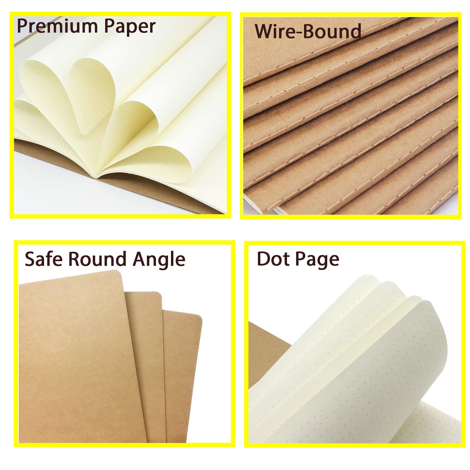 zmybcpack Confezione da 12 quaderni con griglia a pois grandi, 21,5 x 28 cm, per viaggiatori, studenti universitari, quaderni per ufficio, 60 pagine a punteggi/30 fogli