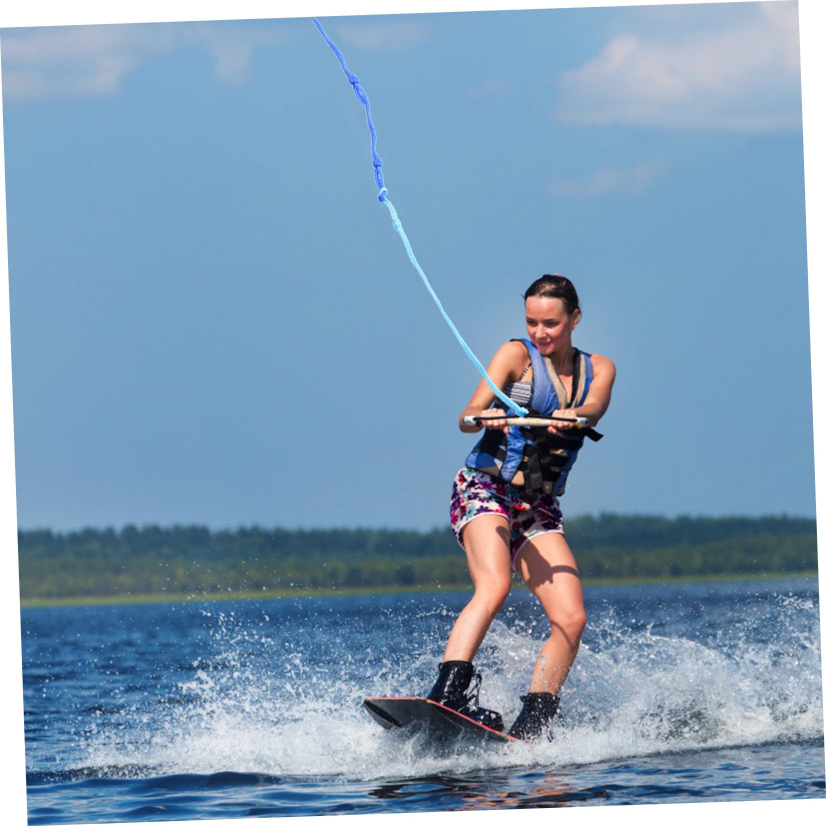 VILLCASE Cuerda de Esquí Acuático de Nylon Negro Ligera y Fácil de Manejar Asa para Wakeboard y Kneeboard, Cuerda de Remolque para Barco de 1 Sección Color Aleatorio