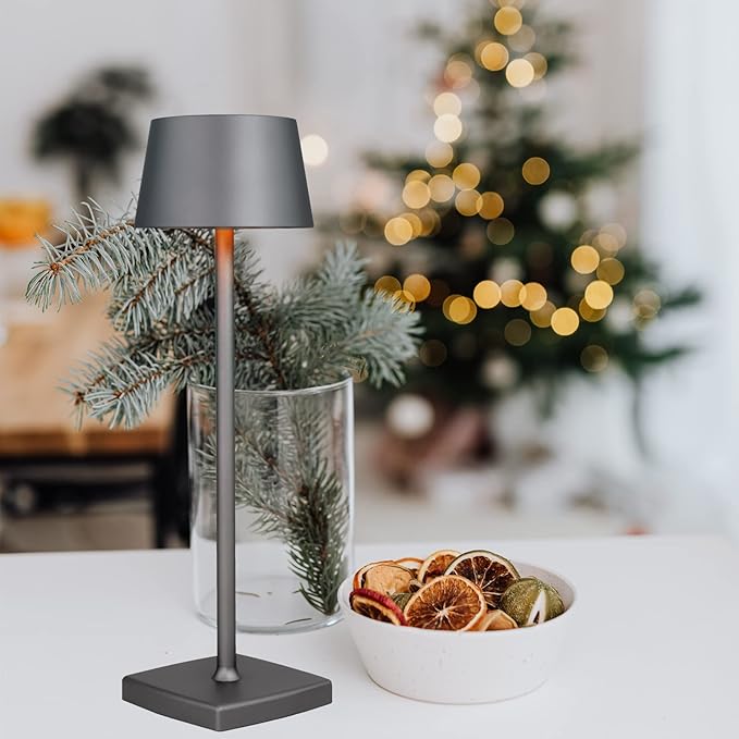amhshkou Rechargeable led Cordless Table Lamps, Aluminum, dimmable,Suitable for Indoor and Outdoor Lighting Grey photo 3
