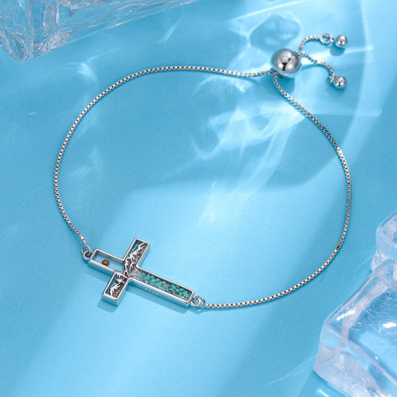 Cross/Mustard Seed Bracelet Gifts for Women 925 Sterling Silver Bracelet Faith Christian Jewelry Religious Christmas Gift for Wife - Image 2