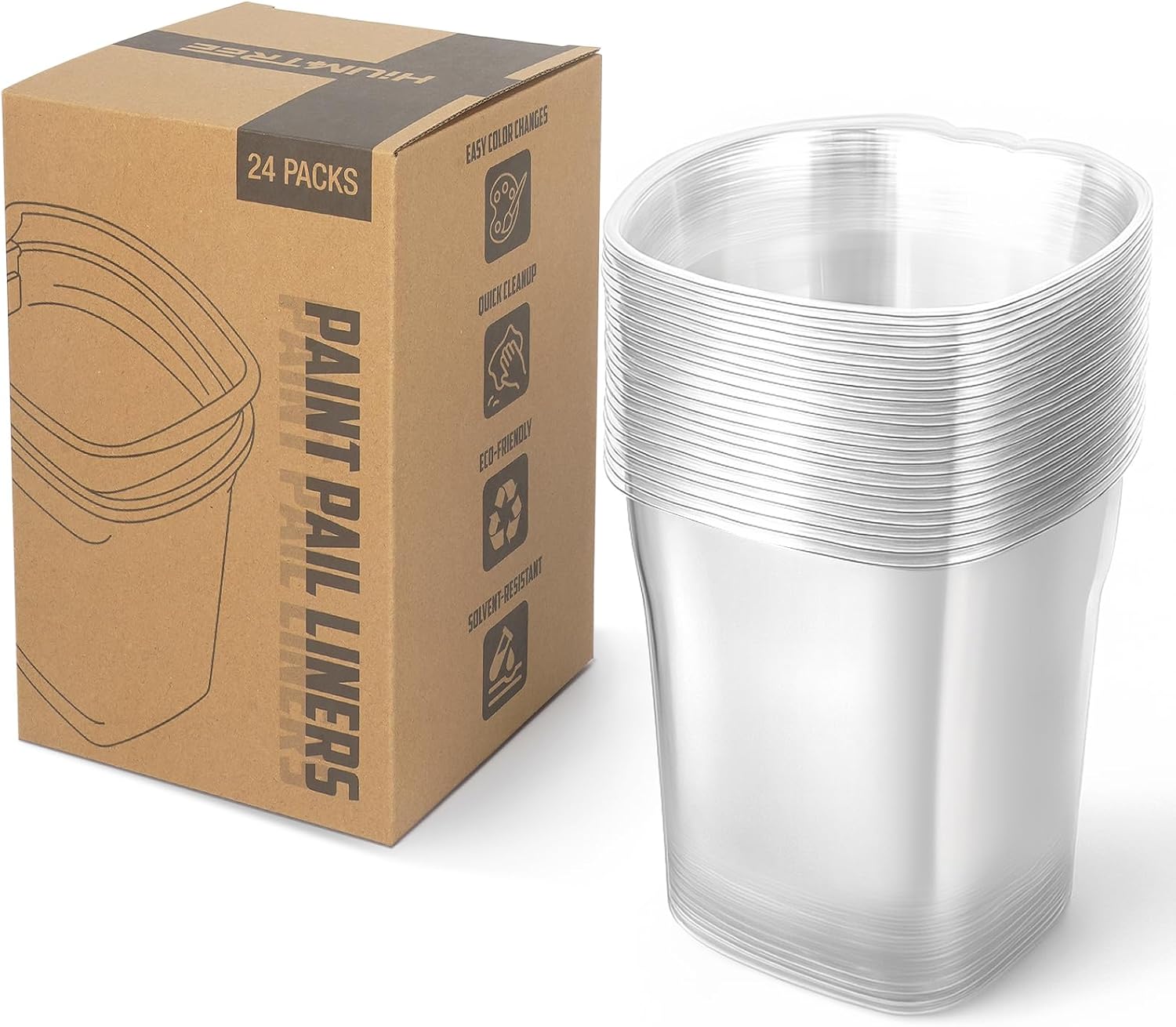 48 Pcs Paint Pail Liners, Paint Bucket Liners for Paint Cups, Holds Up to a Quart of Paint or Stain, Use Solo or with a Bucket (Compatible with Model 2500-CT Style Paint Pails)