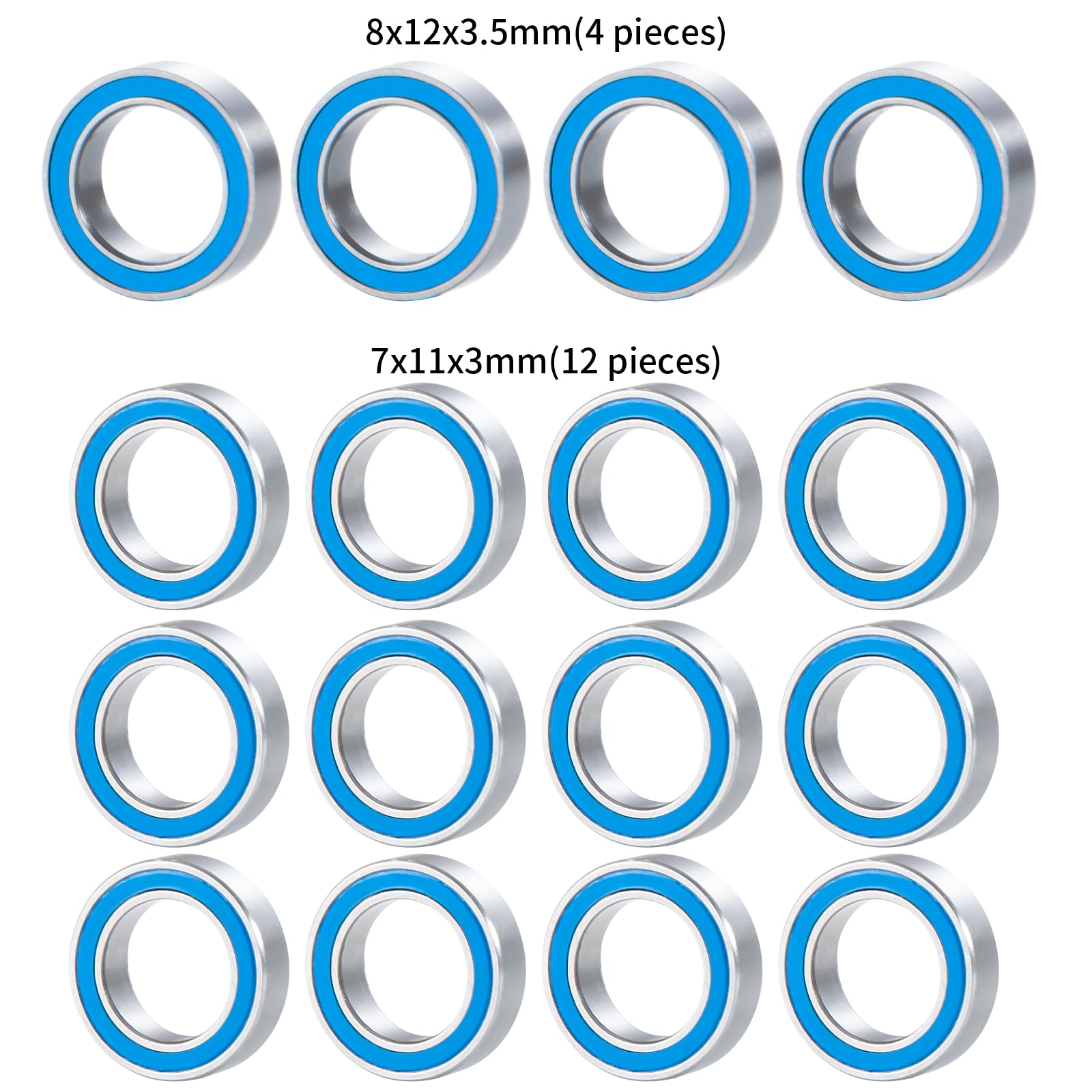 BRKRC Steel Rubber Sealed Bearing Kit 16pcs RC Bearings Compatible with Losi 1/18 Mini LMT 4X4 Brushed Monster Truck RTR Upgrade