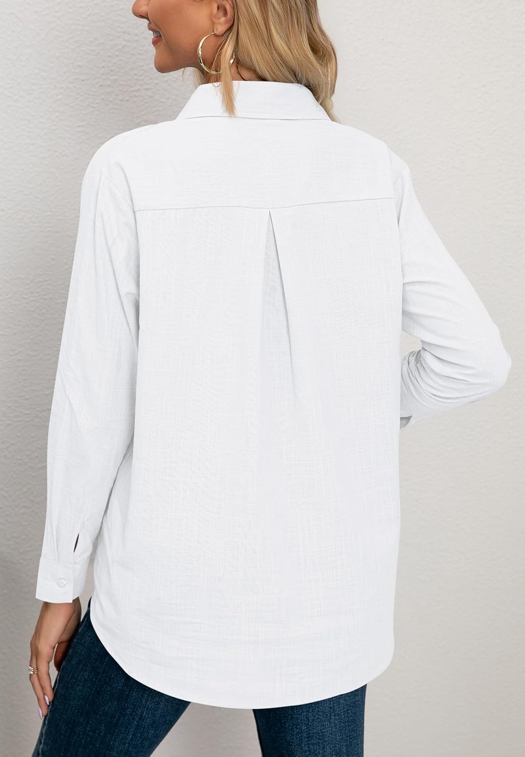 Diosun Womens Button Down Shirts Long Sleeve Cotton Stylish Gauze Tops Casual Loose Fit Blouses with Pocket - Image 6