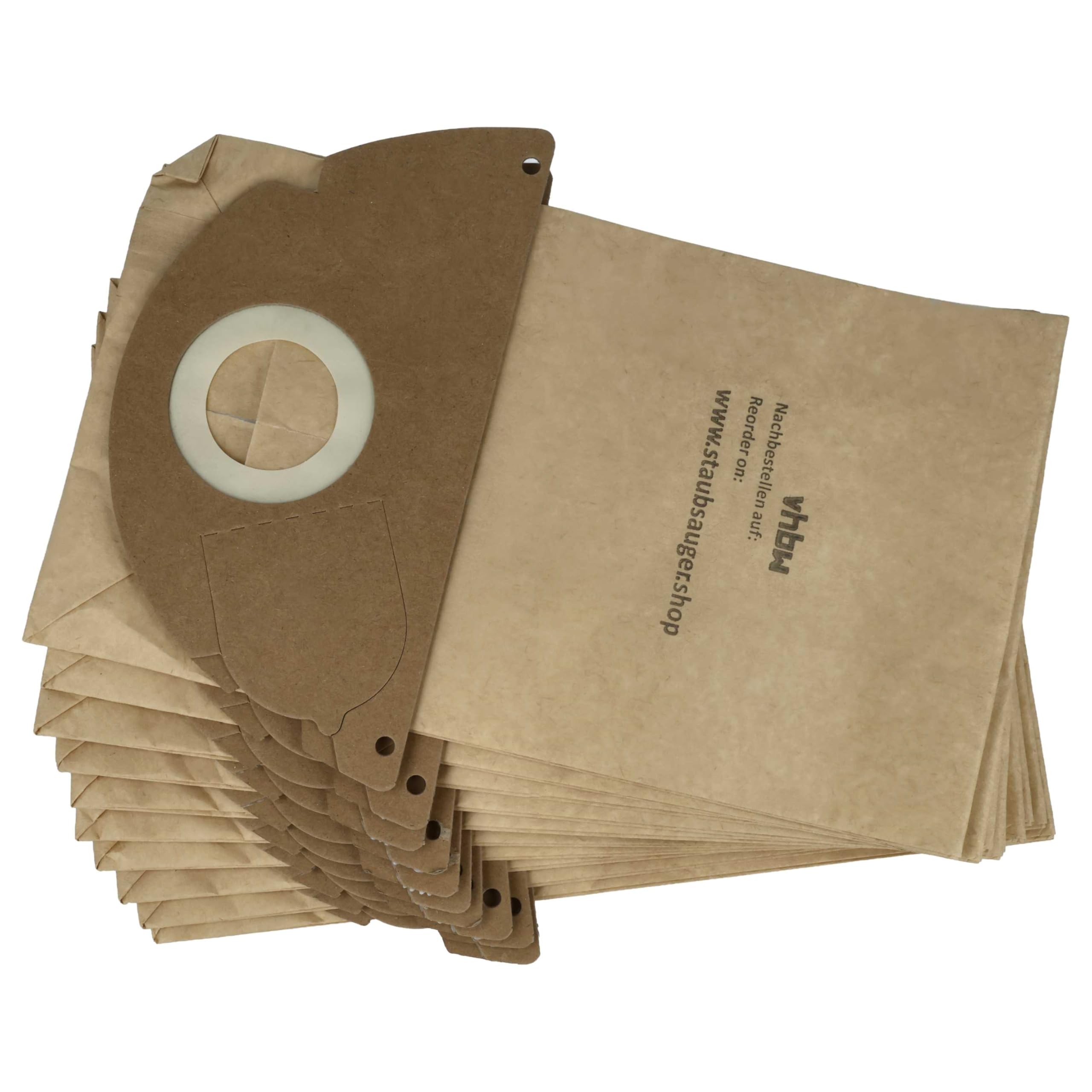 vhbw 10x sacs compatible avec Kärcher 2101 | 2101 / TE, 2105, 2111, 2301, 4000 Plus / TE, A 2101, A 2111 aspirateur - papier, marron