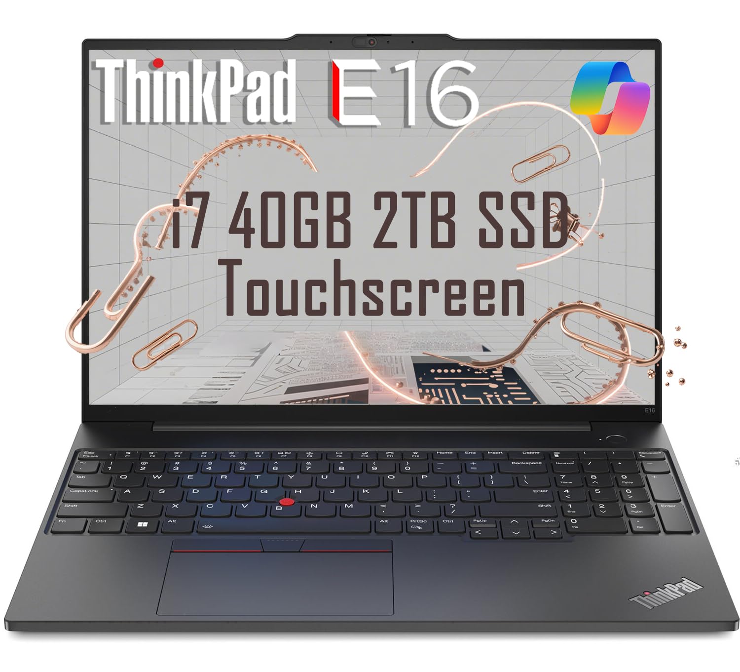 Lenovo ThinkPad E16 Business Laptop (16" FHD+ Touchscreen, Intel 10-Core i7-1355U, 40GB RAM, 2TB SSD) Backlit KB, Fingerprint, 1080P RGB Webcam,