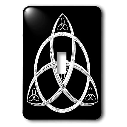 lsp_333409_1 Light Switch Cover, A White on Black Triquetra Celtic Trinity Knot Symbol