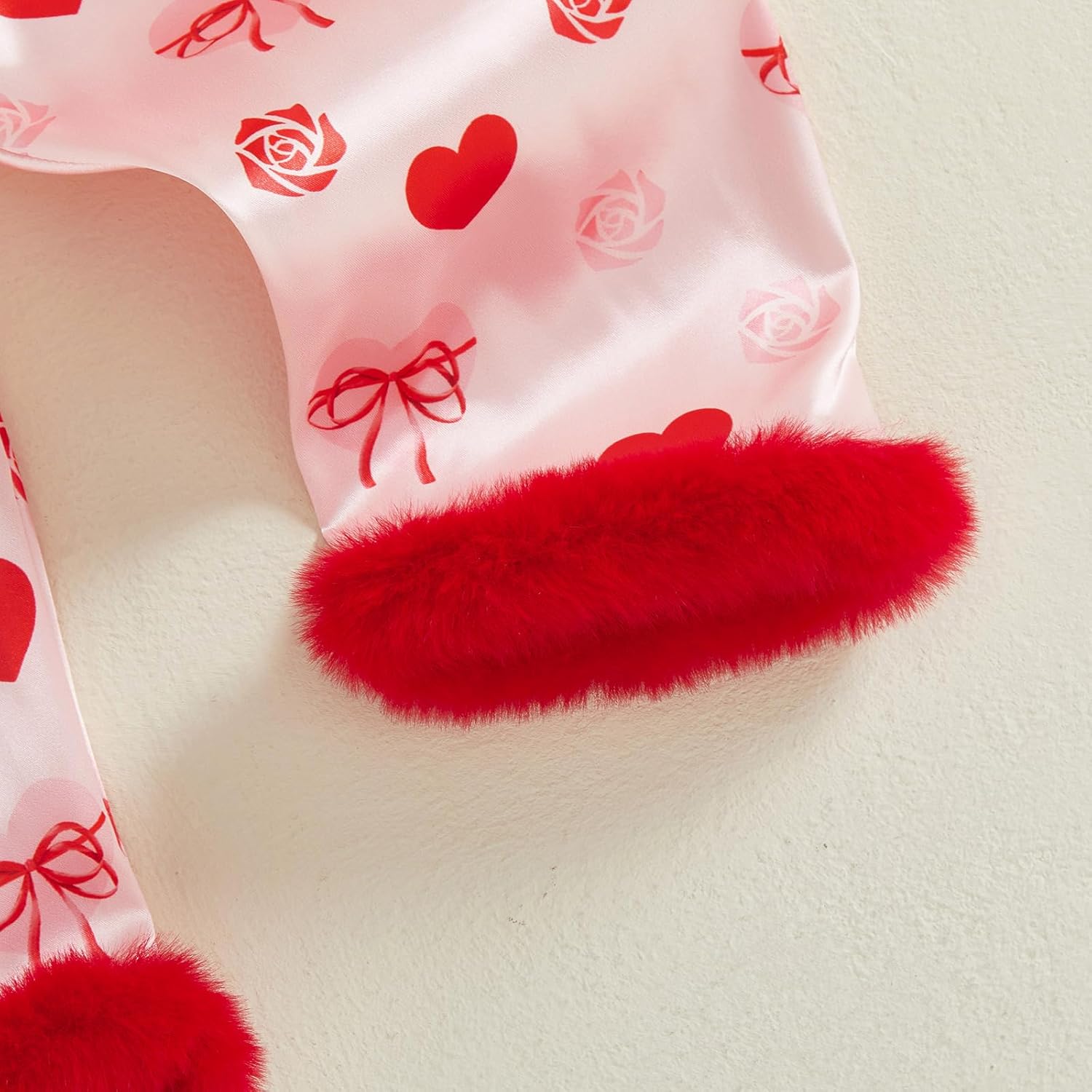 Qiylii 2-Piece Baby Girl Satin Pajamas Feather Trim Button-Up Pajamas Sleeper Silk Shirt Pant Toddler Long Nightgown - Image 7