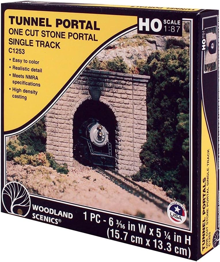 HO Single Tunnel Portal, Cut Stone