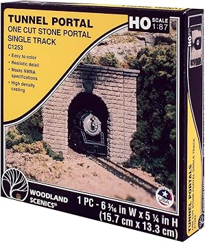 HO Single Tunnel Portal, Cut Stone