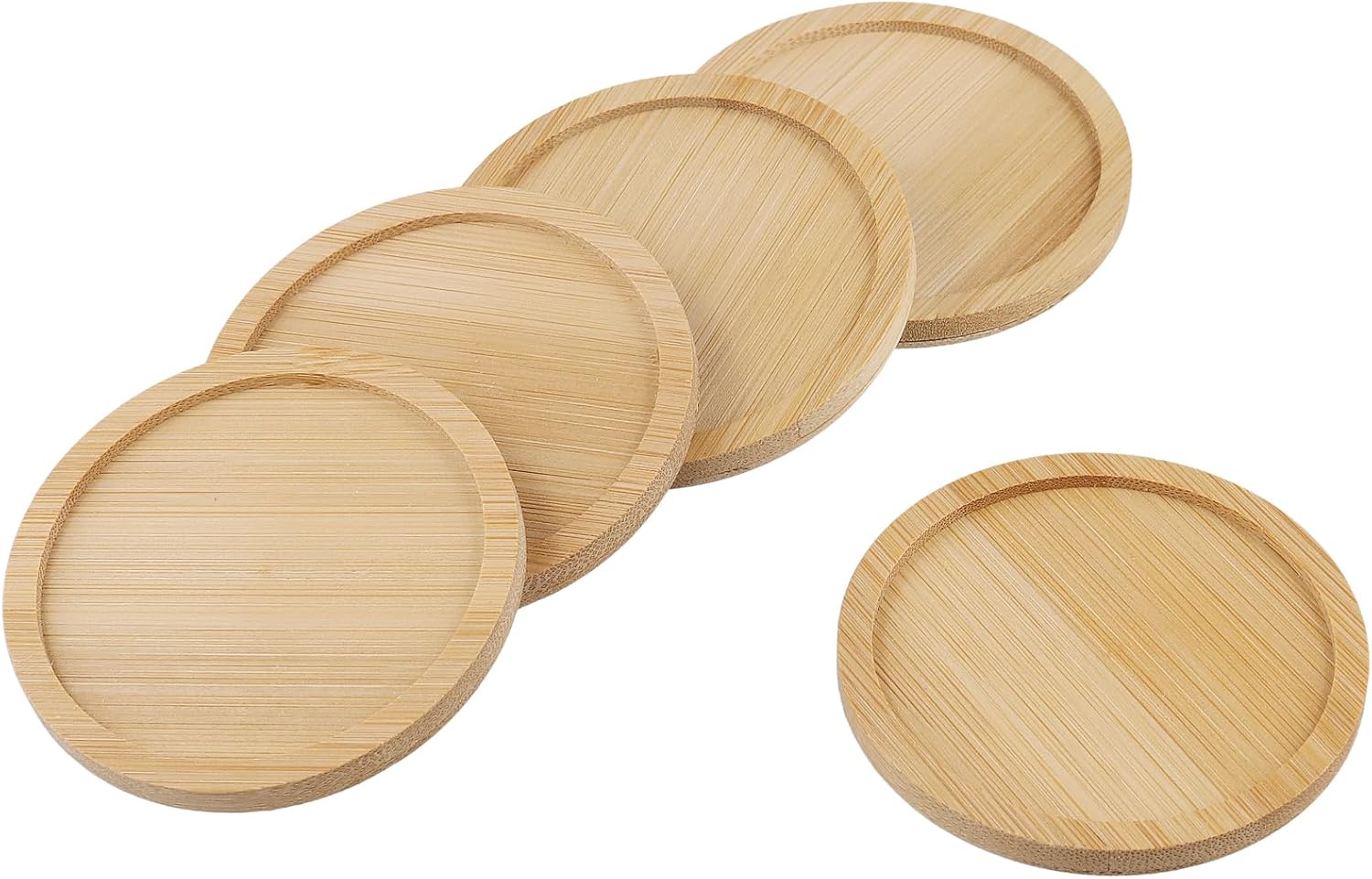 20 PCS 5 Inch Natural Bamboo Coasters, Round Bamboo Planter Saucer Trays, Wooden Drink Coasters for Drinks Plant Pots - Image 6