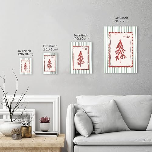 Miniatura 7 de Juego de 3 carteles de arte de pared de invierno, diseño retro de Navidad, impresiones en lienzo para decoración acogedora de Navidad, 8 x 12