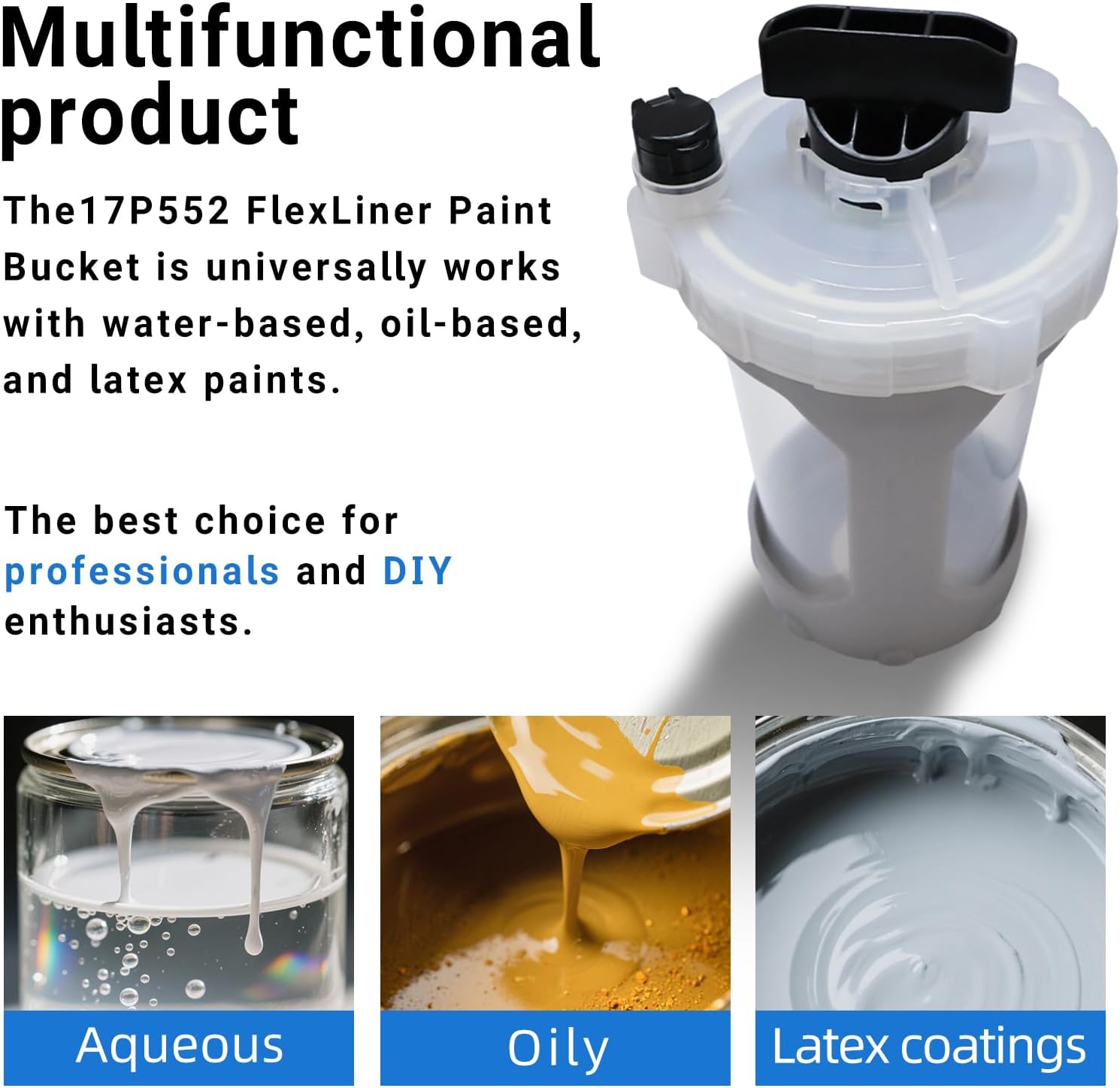 17P552 Paint Bucket Compatible with FLEXLINER System for Solvent-Based 42 oz
