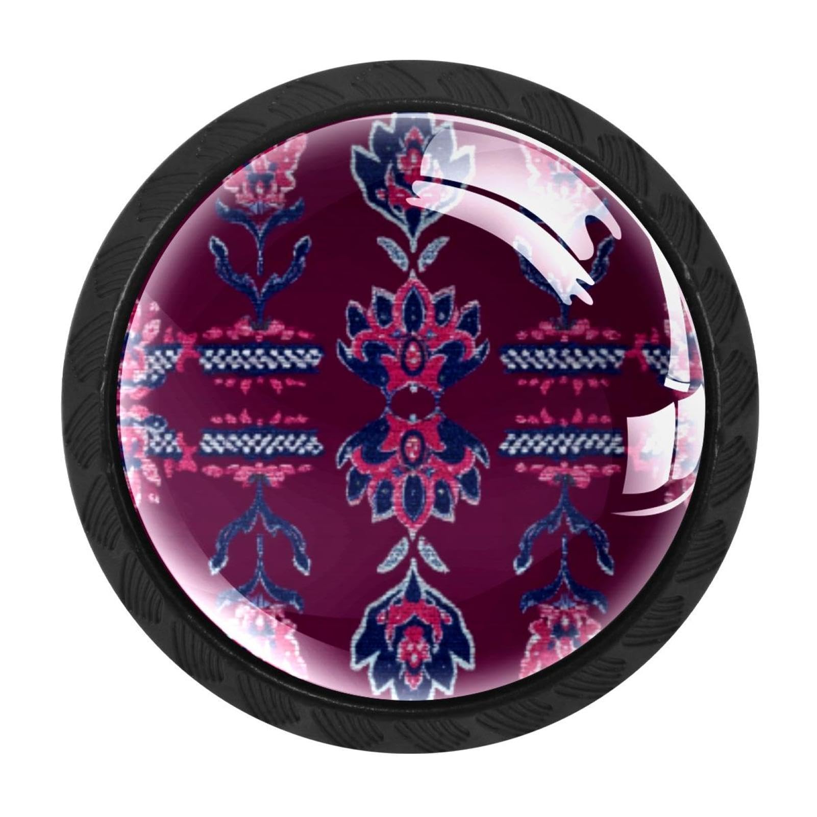 CHENZZZZ Motifs African Boho Paisley Floral (10) Cabinet Knobs 4 Pieces Drawer Kitchen Cabinets Dresser Cupboard Wardrobe Unique Pulls Handles