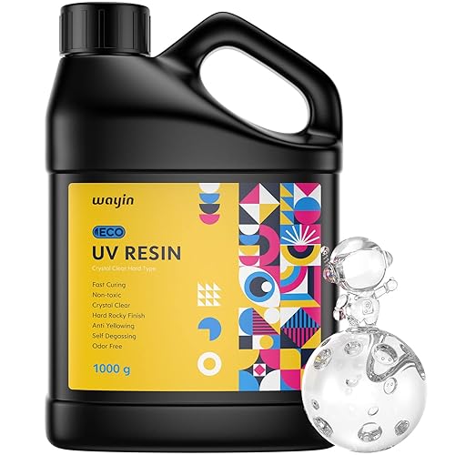 Wayin Resina UV transparente ecológica de 35.27 oz, dura, no tóxica, resistente al amarillo, alta compatibilidad, ideal para manualidades, joyas,
