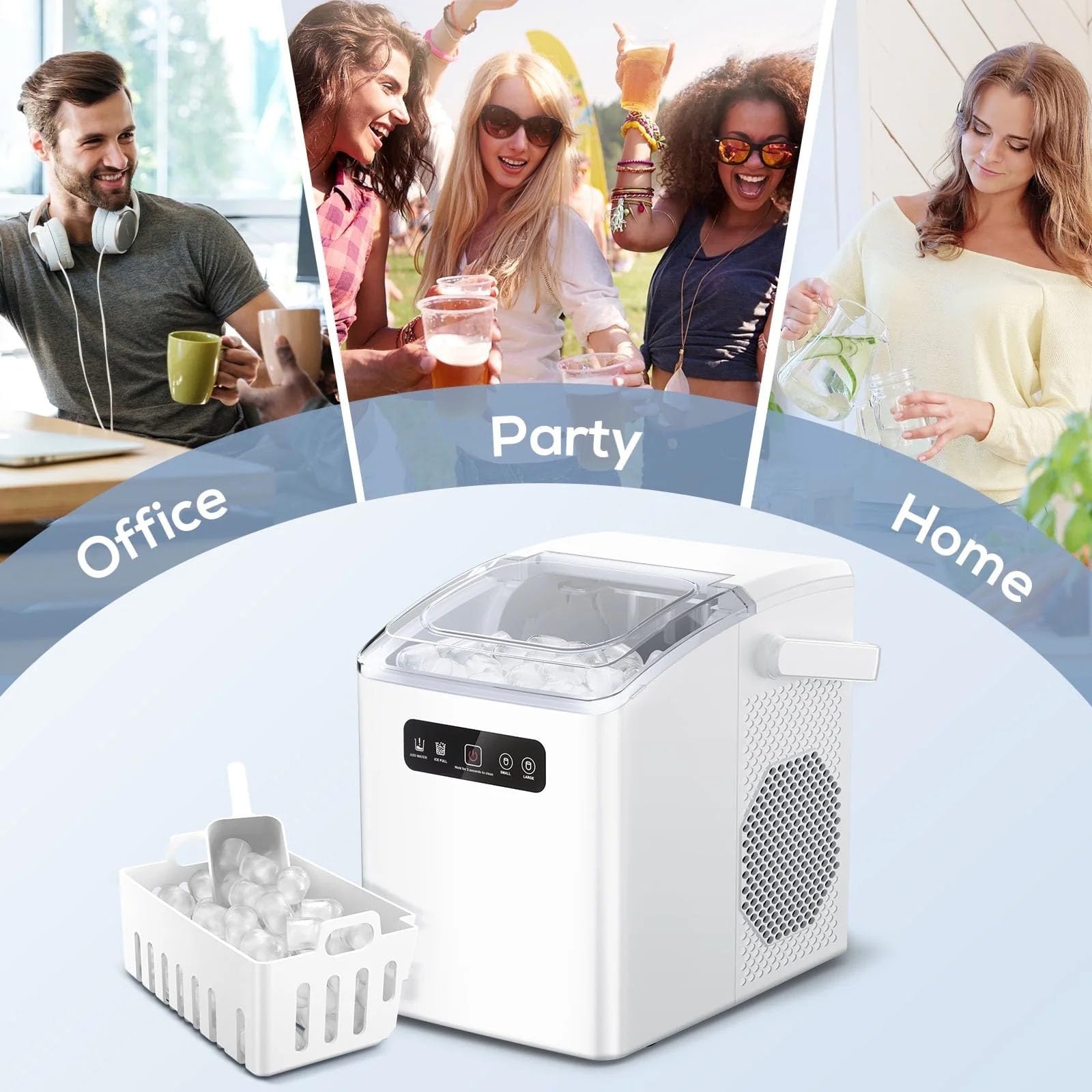 Ice Maker, Quick Ice Output, Transparent Top Cover, Silent Operation, Simple And Fashionable, One-Button Operation, Easily Meeting All Your Ice-Making Needs on Fridge.com - View 5