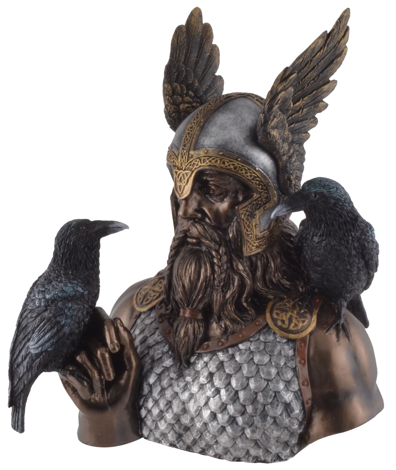 VOGLER Joh. Vogler GmbH Buste Odin avec corbeaux Hugin et Munin, peint à la main