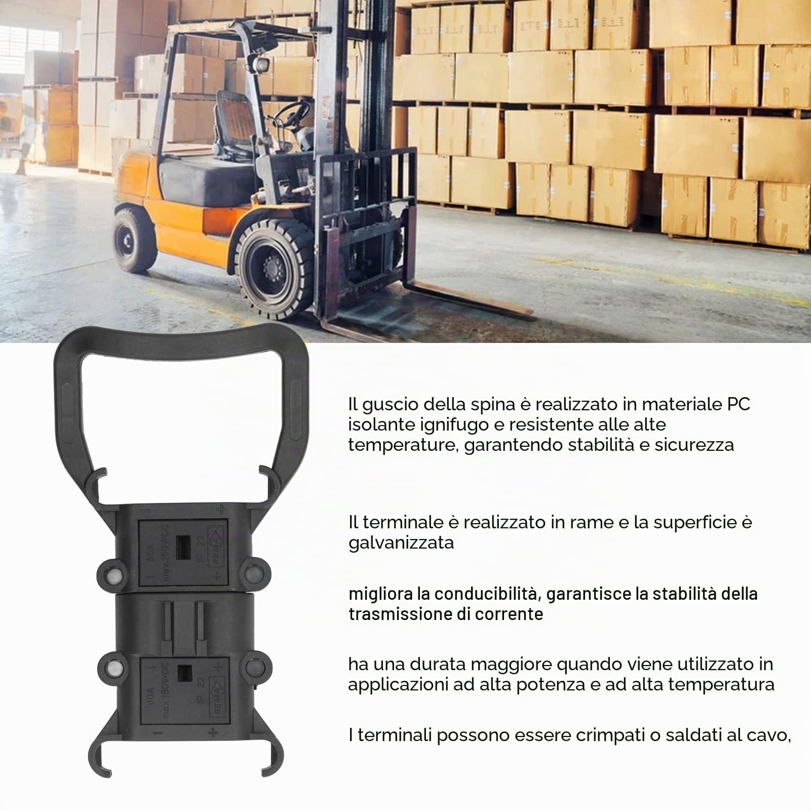 Connettore di Alimentazione per Carrello Elevatore Elettrico 80 A Carica della Batteria Spina Maschio Femmina a Scollegamento Rapido con Terminale Set di Scollegamento Rapido della Batteria per App