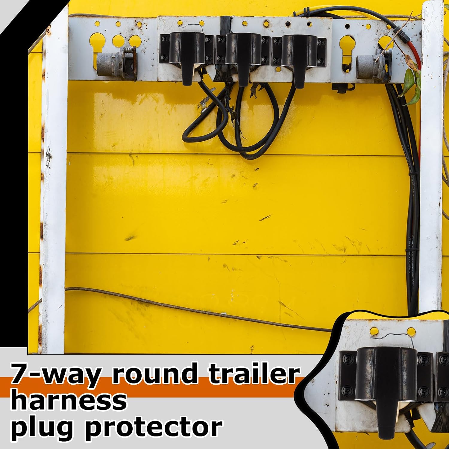 Tellegloww 4 Pcs 7-Way Round Trailer Plug Holder Harness Plug Protector 7 Pin Trailer Cover Holder for Towing