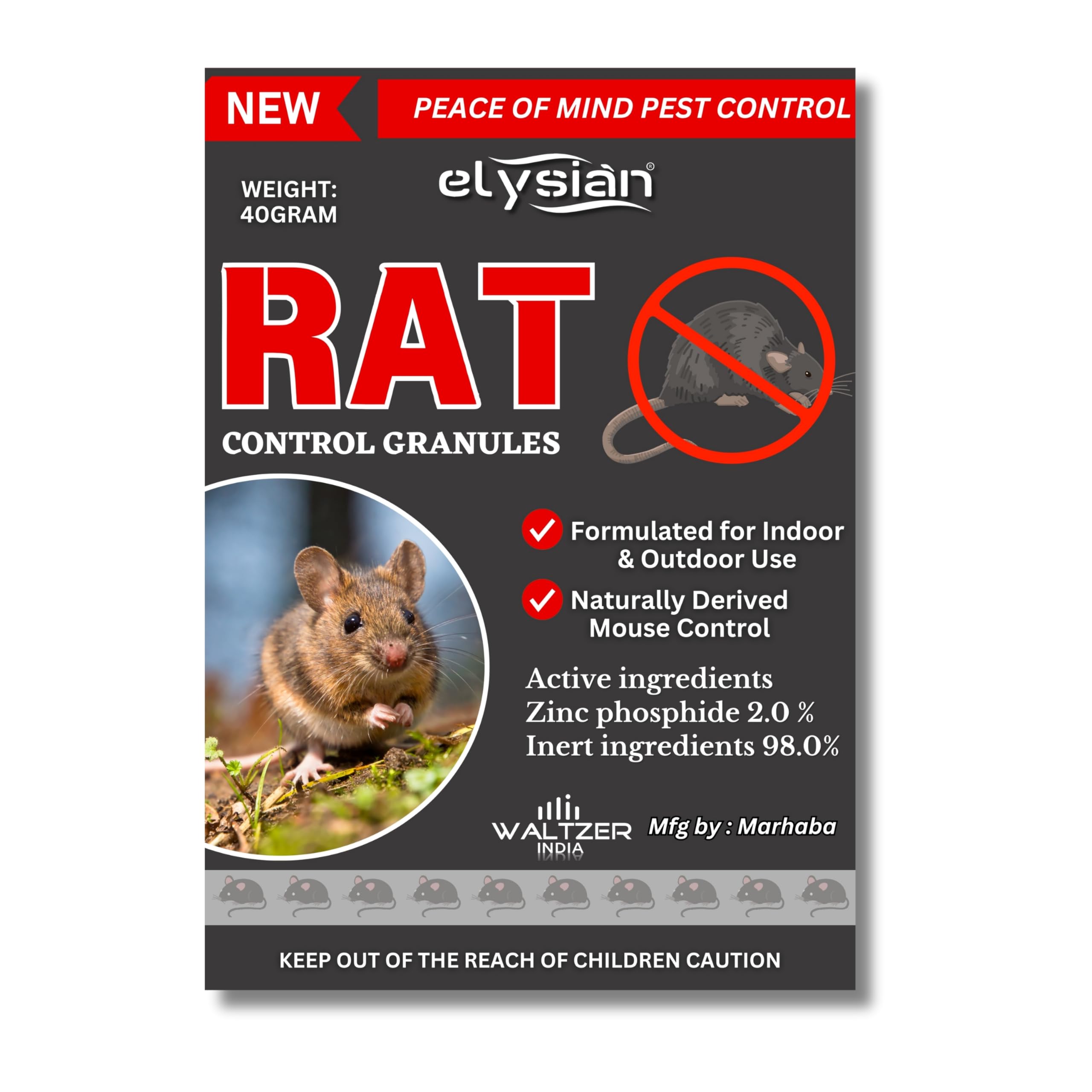 Elysian Mouse Control Rats Control Granules for Home Kitchen Indore Outdoor Offices Combo 40 Gm (40 Gm, 50 Pieces)