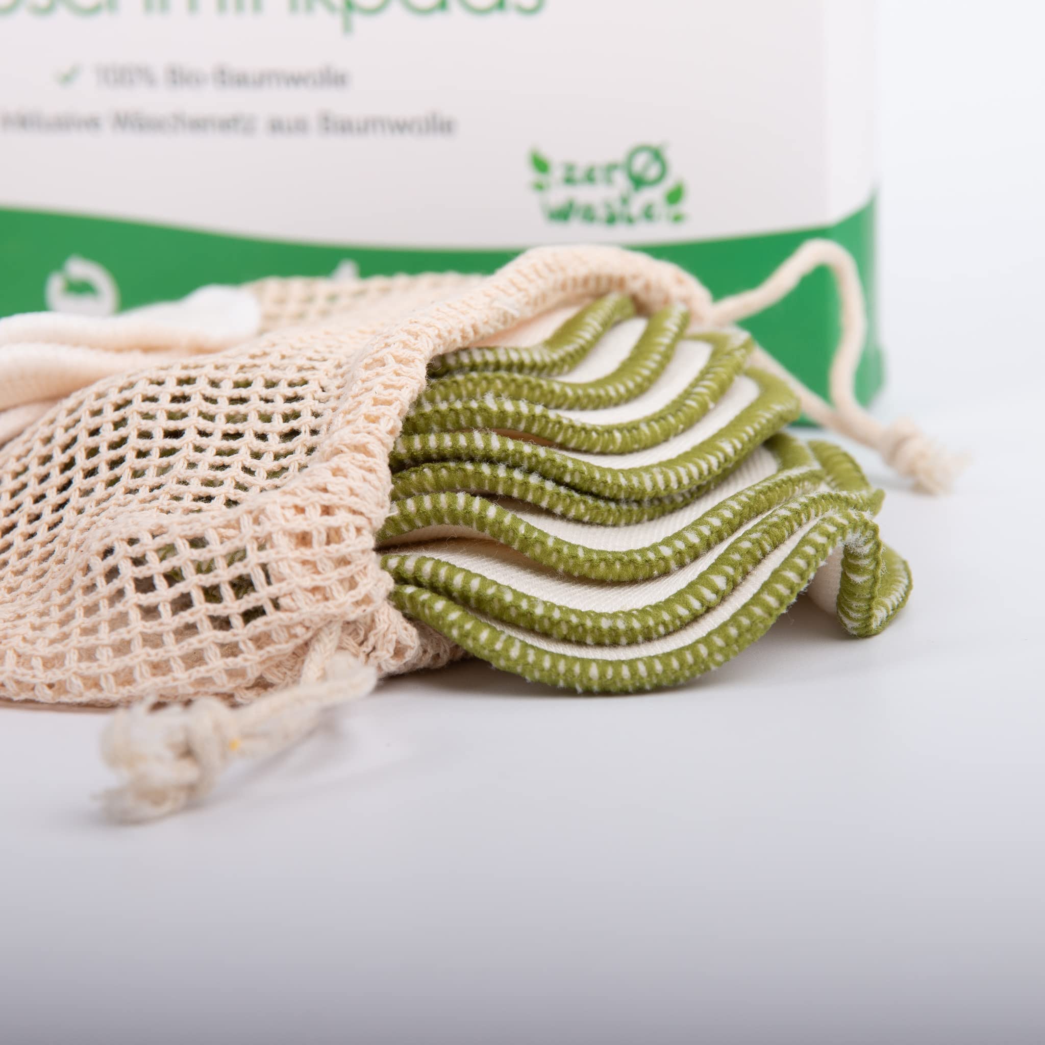 OrganicMom® 16 Abschminkpads aus BIO-Baumwolle waschbar/Wiederverwendbar/Extra groß 11cm / 2 Farben/Saugfähig & Weich/Makeup Entferner Pads/Bio Abschminktücher Gesicht & Hals/Stilleinlagen
