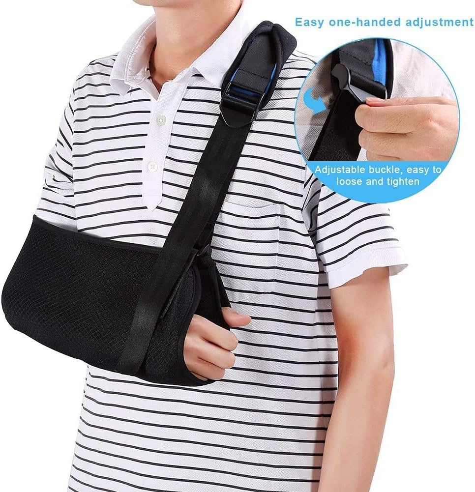 Shoulder Arm Sling Universal Shoulder Arm Sling,Portable Adjustable Shoulder Stabiliser Arm Elbow Support Strap for Adults Unisex Black