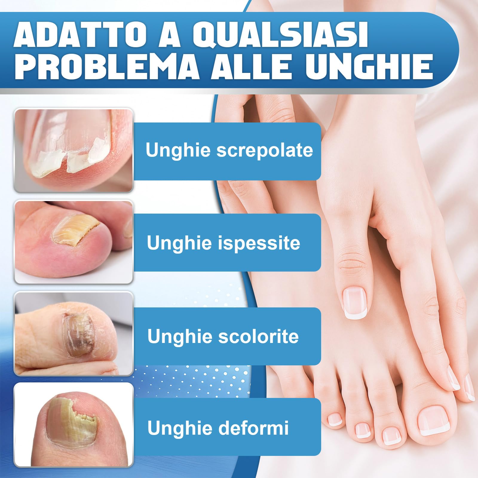 Micosi Unghie Piede, 30ml Liquido Antimicotico Unghie Piedi, Efficace Funghi Unghie Piedi con Pennello e Lima per Unghie Spesse, Ingiallite, Opache o Danneggiate