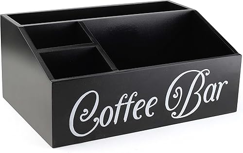 Miniatura 2 de Organizador de estación de café, organizador de madera para encimera y escritorio, soporte de accesorios de barra de café, soporte para tazas y