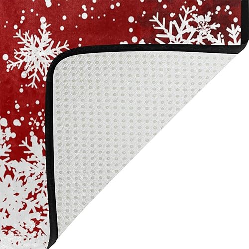 Miniatura 4 de ALAZA Alfombra romántica de Navidad con copos de nieve roja antideslizante de 4 pies 10 pulgadas x 6 pies 8 pulgadas para sala de estar, comedor,