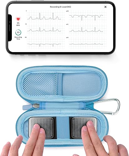 Vista 24 de Funda para monitor de electrocardiograma personal KardiaMobile de 1L 6L, estuche de transporte duro de viaje para AliveCor Kardia Heart Monitor