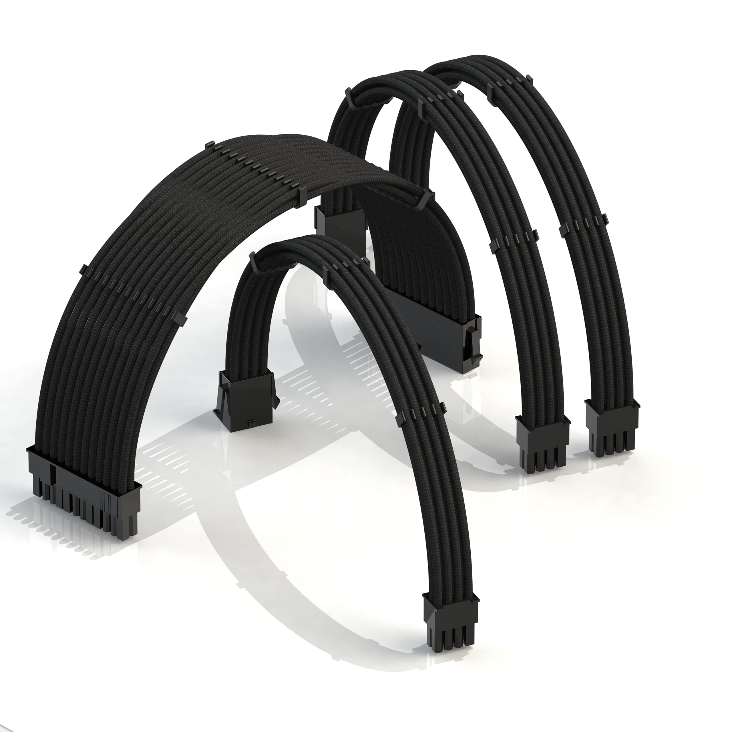 LINKUP - AVA 30cm EPS 4 Pin CPU ATX Motherboard PSU Power Supply Braided Sleeved Custom Mod PC Extension Cable w/Combs | Strong & Stiff Design | Single Pack | 300mm - Black — view 71