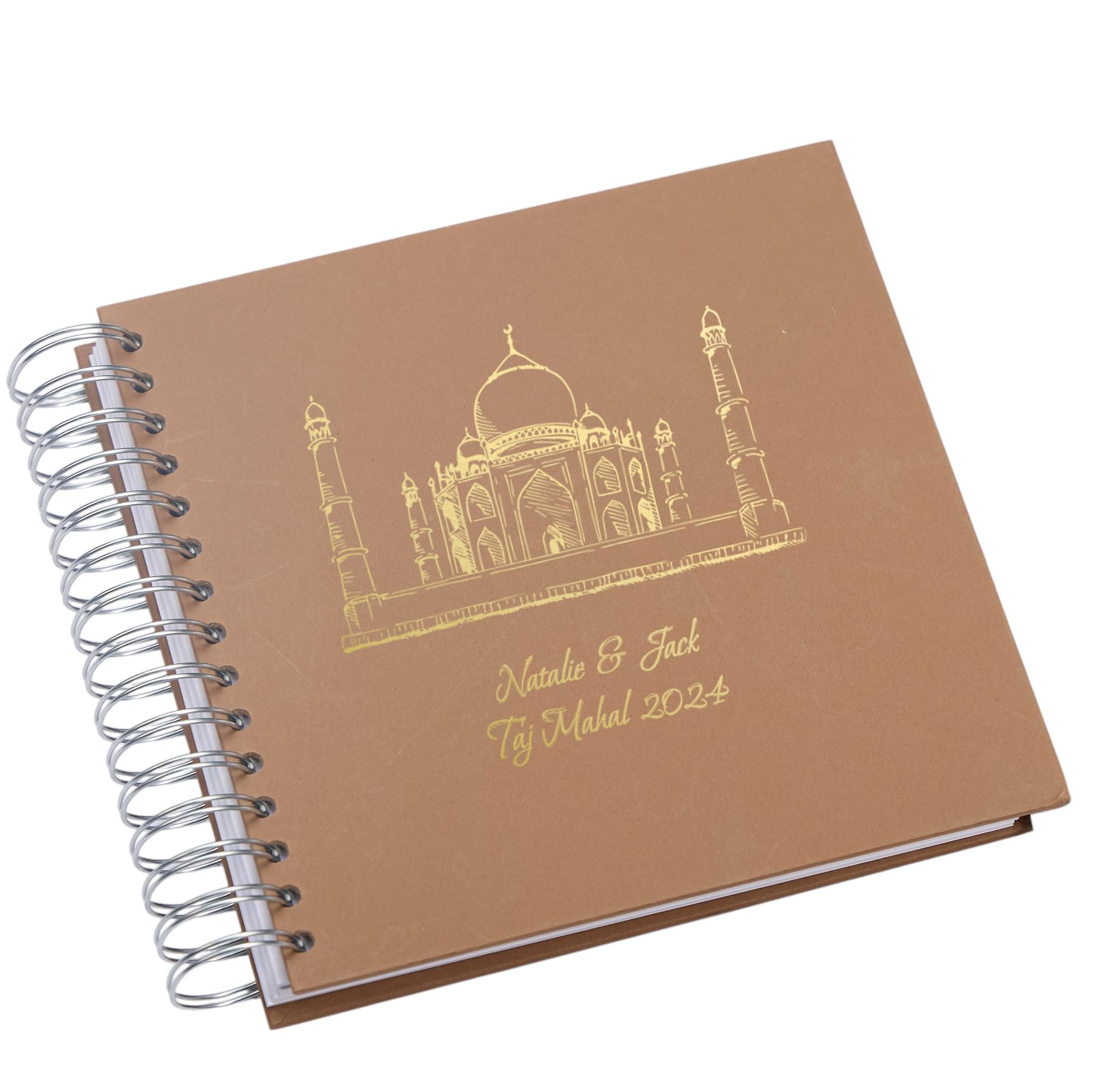 Personalised India Travel Taj Mahal, Photo Album or Scrapbook Multiple Colours (Brown)